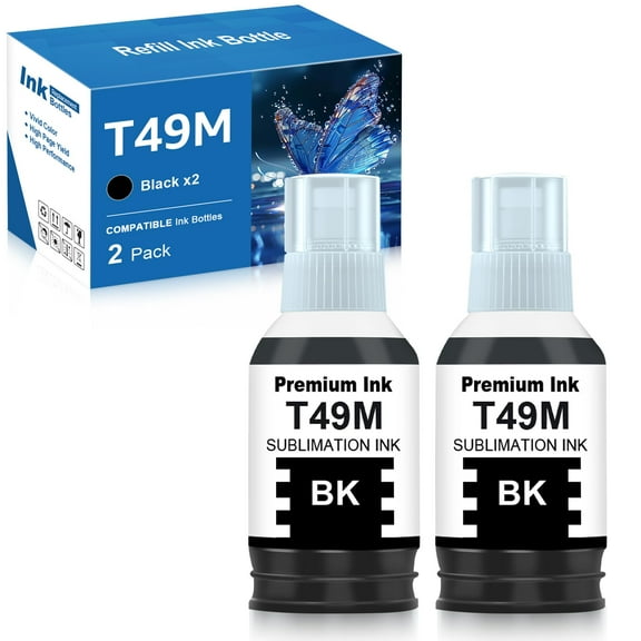 Compatible T49M Sublimation Ink Replacement for T49M1 Black Autofill for SureColor F170 F570 Sublimation Printer (2 Black)