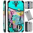 thumbnail image 1 of Compatible TCL A1 | Alcatel Insight Case Brushed Metal Texture Hybrid TPU Silver Guard Phone Cover (Teal Elephant), 1 of 3