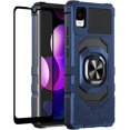 thumbnail image 1 of Compatible for TCL A3 Case / TCL A30 Case / TCL ION Z Case w/Tempered Glass Screen Protector [Military Grade] Ring Car Mount Kickstand Shockproof Hard Phone Case - Blue, 1 of 7