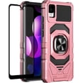 thumbnail image 1 of Compatible for TCL A3 Case / TCL A30 Case / TCL ION Z Case w/Tempered Glass Screen Protector [Military Grade] Ring Car Mount Kickstand Shockproof Hard Phone Case - Rose Gold, 1 of 7