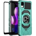 thumbnail image 1 of Compatible for TCL A3 Case / TCL A30 Case / TCL ION Z Case w/Tempered Glass Screen Protector [Military Grade] Ring Car Mount Kickstand Shockproof Hard Phone Case - Teal, 1 of 7