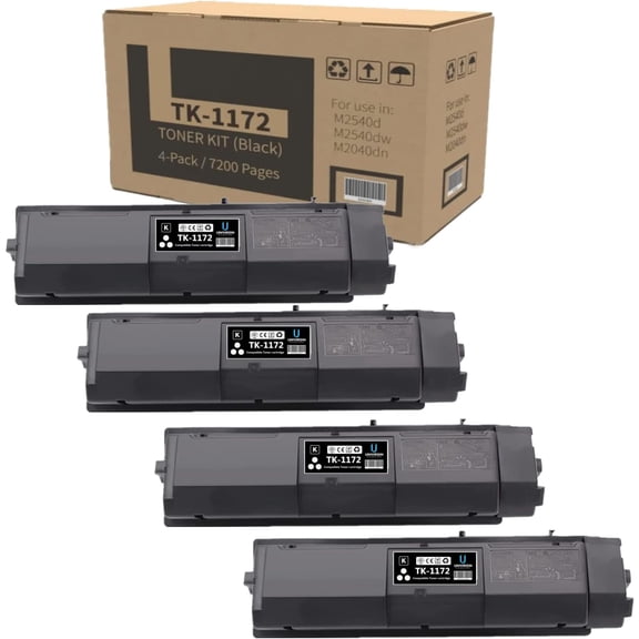 Compatible TK1172 TK-1172 Toner Cartridge Replacement for Kyocera M2540d M2540dw(1102RY2US0) M2040dn(1102S33NL0) Toner Kit Printer4-Pack, Black