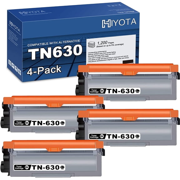 Compatible TN 630 TN-630 Toner Replacement for Brother TN630 Toner Cartridge for HL-L2300D HL-L2305W HL-L2315DW HL-L2320D HL-L2340DW MFC-L2680W MFC-L2685DW MFC-L2740DW Printer (Black,4Pack)