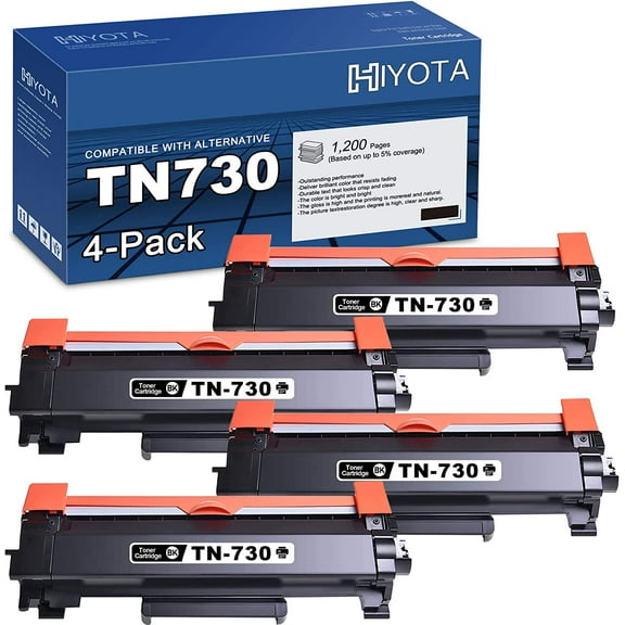 Compatible TN 730 TN-730 Toner Replacement for Brother TN730 Toner Cartridge for DCP-L2550DW MFC-L2710DW MFC-L2760DW HL-L2350DW HL-L2390DW HL-L2395DW HL-L2370DW Printer (Black,4Pack)