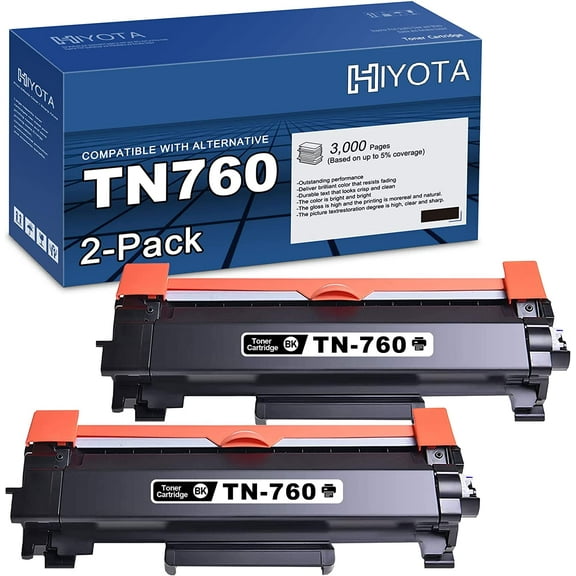 Compatible TN 760 TN-760 Toner Compatible for Brother TN760 Toner Cartridge for DCP-L2550DW MFC-L2710DW MFC-L2760DW HL-L2350DW HL-L2390DW HL-L2395DW HL-L2370DW Printer (Black,2Pack)