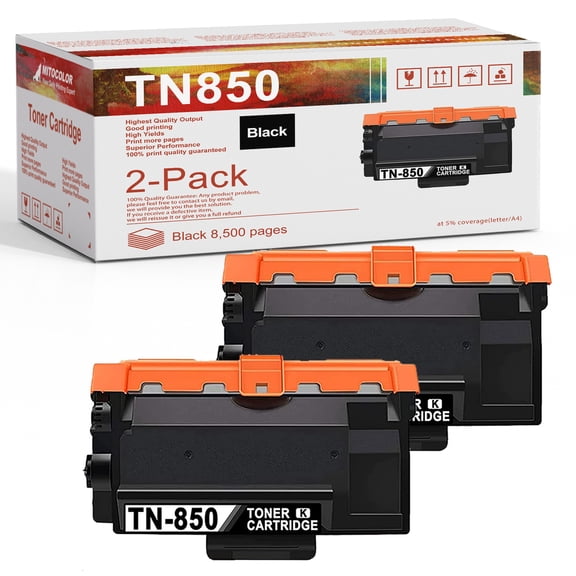 Compatible TN-850 TN850 High Yield Toner-Cartridges Black (2 Pack) | Replacement for Brother DCP-L5500DN L5600DN L5650DN MFC-L6750DW L5700DW HL-L6200DW/DWT L5200DW/DWT Printer Toner Cartridge