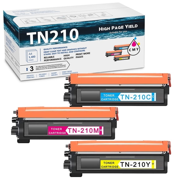 Compatible TN210 TN 210 Toner Cartridge Replacement for Brother TN-210C TN-210M TN-210Y for HL-3070CW HL-3075CW MFC-9325CW HL-3040CN MFC-9120CN Toner Printer (3Pack)