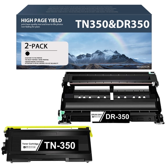 Compatible TN350 TN-350 Toner & DR350 DR-350 Drum Replacement for DCP-7010 DCP-7020 DCP-7025 IntelliFax2820 IntelliFax2850 MFC-7225 MFC-7820 Printer (2 Pack, 1 Toner+1 Drum)