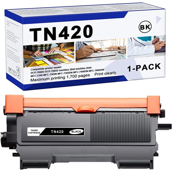 Compatible TN420 Toner Cartridge Replacement for Brother DCP-7060D DCP-7065D Intellifax 2840 Intellifax 2940 Printer (Black,1-Pack)