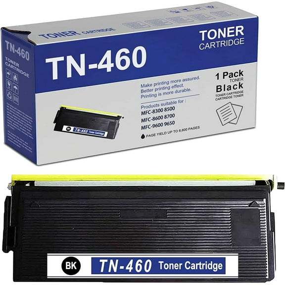 Compatible TN460 TN-460 Toner Cartridge Replacement for Brother DCP-1200 1400 HL-1440 1450 1435 1270N 1240 MFC-8300 8500 P2500 IntelliFax-4100e 4750e 4100 5750 Printer (Black,1-Pack)