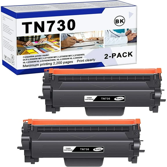 Compatible TN730 Toner Cartridge Compatible for Brother DCP-L2550DW MFC-L2710DW MFC-L2750DW Printer (Black,2-Pack)