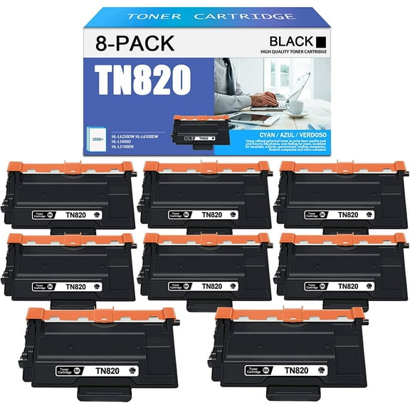 Compatible TN820 Toner Cartridge Replacement for Brother MFC-L5700DW DCP-L5500DN MFC-L6750DW DCP-L5600DN DCP-L5650DN MFC-L6700DW Printer (Black,8-Pack)