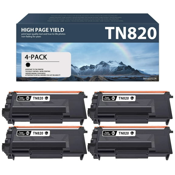 Compatible TN820 Toner Cartridge Replacement for Brother HL-L6250DW L6300DW L6250DW L6300DW L5000D L5000D L5100DN L5200DW Printer(Black,4-Pack)