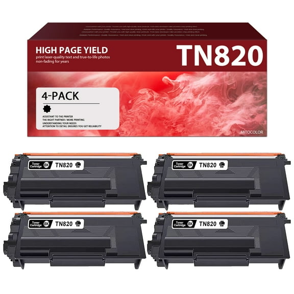 Compatible TN820 Toner Cartridge Replacement for Brother HL-L6250DW L6300DW L6250DW L6300DW L5000D L5000D L5100DN L5200DW Printer(Black,4-Pack)