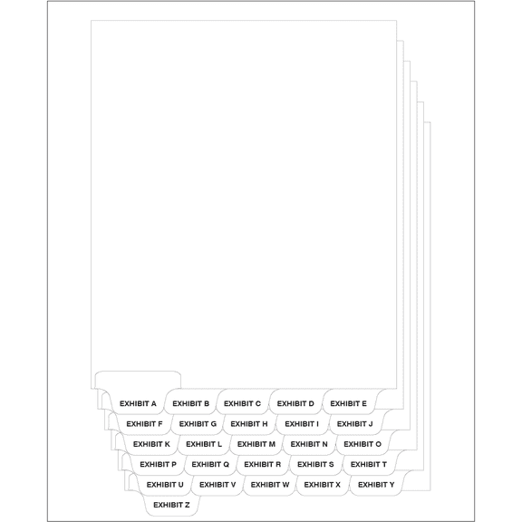 Bottom Exhibit A-Z Letter Size Tab Divider, 26 Count, 2/Sets