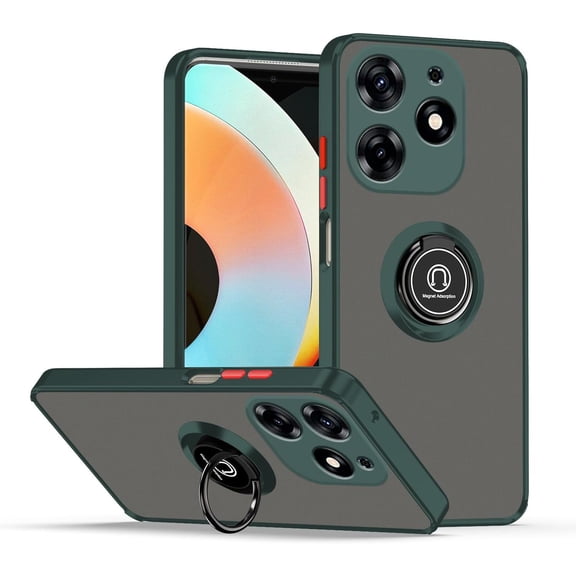Compatible with Tecno Spark 10 Pro Case Ring Holder Magnet Blue, for Tecno Spark 10 Pro Phone Case Soft TPU and Hard PC Silicone Shockproof Protective Luxury Slim Cover (Dark Green)