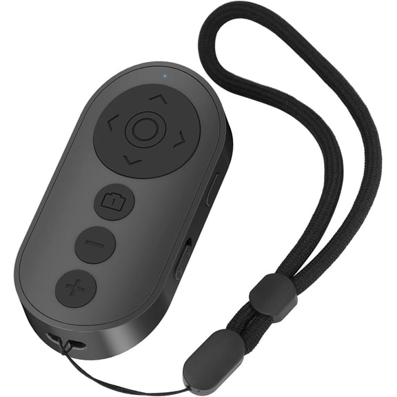 Compatible for TikTok Remote Control, Wireless Camera Shutter w/ Zoom for iPhone & Android, Page Turner for E-Book APP, Phone Remote, Scrolling Ring, Black
