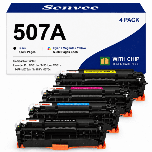 507X 507A High Yield Replacement for HP 507X 507A CE400X CE401A CE402A CE403A Compatible with HP Color LaserJet Enterprise 500 Color M551 M551dn M570dn M570dw M575fw Printer(4-Pack)
