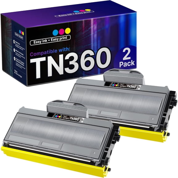 Compatible Toner Cartridge Replacement for Brother TN330 TN360 TN-330 TN-360 High Yield Compatible with DCP-7040 DCP-7030 MFC-7840W HL-2140 MFC-7340 MFC-7440N HL-2170W HL-2150N (2 Black)