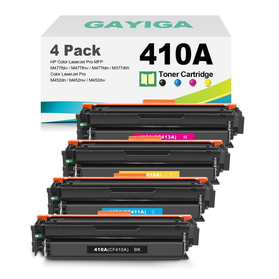 Compatible Toner Cartridge Replacement for HP 410A 410X CF410A CF411A CF412A CF413A with Built-in Chip Use with HP Color Laserjet Pro MFP M477fnw M477fdw M452dw (1 Black/1 Cyan/1 Yellow/1 Magenta)