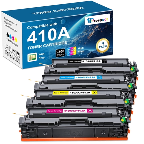 Compatible Toner Cartridge Replacement for HP 410A CF410A CF411A CF412A CF413A to use with Color Laserjet Pro MFP M477fdw M477fdn M477fnw Pro M452dn M452nw M452dw Printer Toner Black