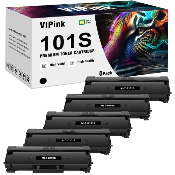 Compatible Toner Cartridge Replacement for Samsung MLT-D101S 101S MLTD101S to use with ML-2166W ML-2160 ML-2165 SCX-3405W ML-2165W SCX-3405FW SCX-3400 SCX-3401FH SF-760P Printer 5 Black