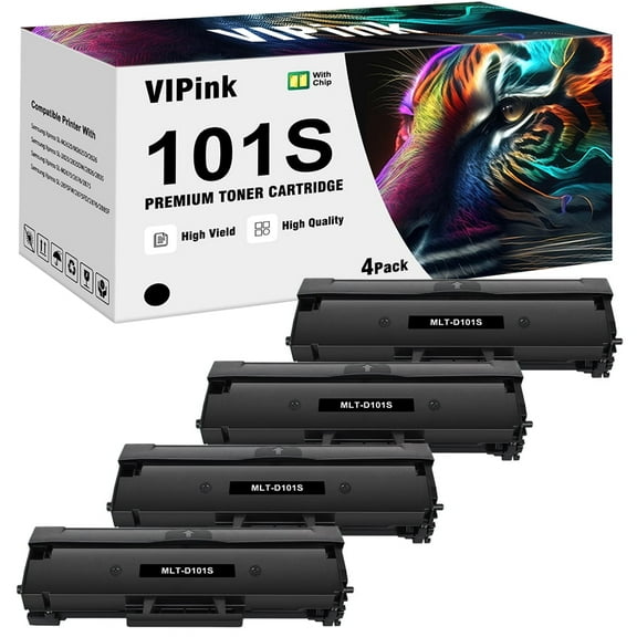 Compatible Toner Cartridge Replacement for Samsung MLT-D101S 101S MLTD101S to use with ML-2166W ML-2160 ML-2165 SCX-3405W ML-2165W SCX-3405FW SCX-3400 SCX-3401FH SF-760P Printer 4 Black