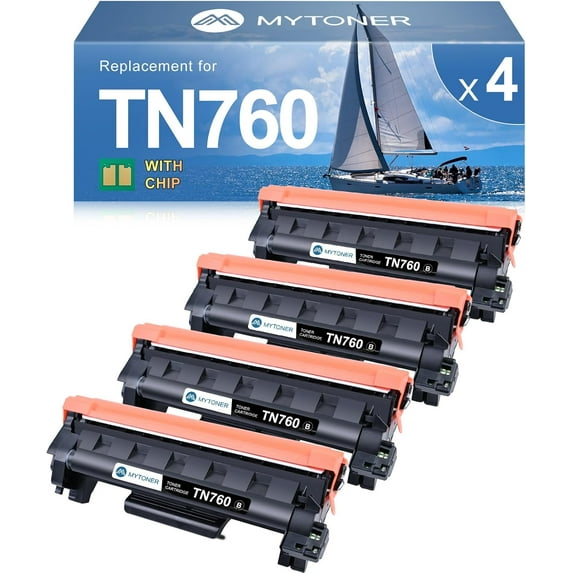 Compatible Toner Cartridge Replacement for TN760 TN-760 TN730/760 TN-730 High Yie MFC-L2690DW 2717DW MFC-L2750DW HL-L2350DW MFC-L2710DW HL-L2395DW Printer Black, 4Pack