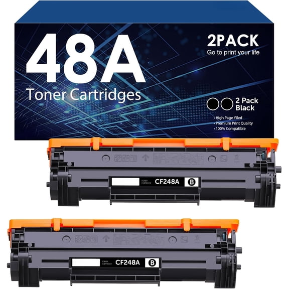 Compatible Toner Cartridge Replacement for HP 48A CF248A for Pro M15w M15a M16w M16a M28w M28a M29w M29a M30w M31w Printer (Black, 2 Pack)