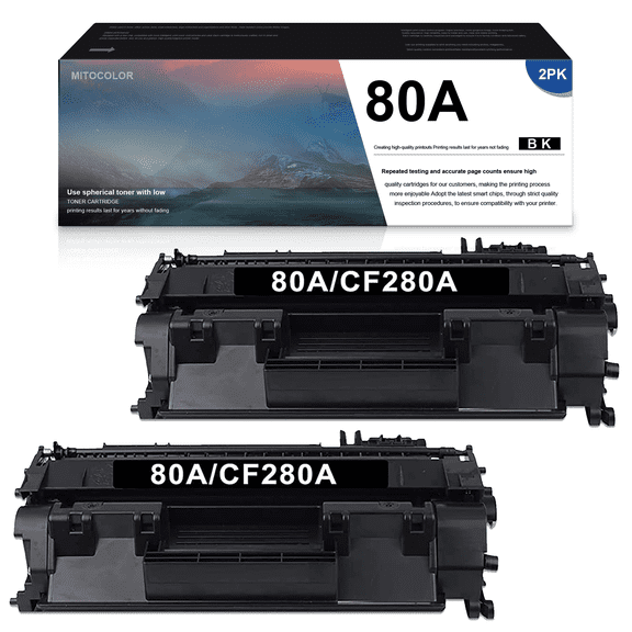 Compatible Toner Cartridge Replacement for HP 80A CF280A for Pro 400 M401A M401D M401N M401DNE MFP M425DN Printer Ink (Black, 2-Pack)