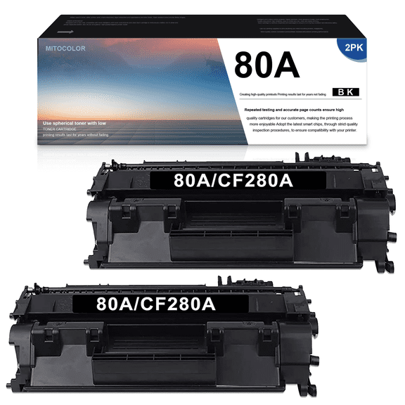 Compatible Toner Cartridge Replacement for HP 80A CF280A for Pro 400 M401A M401D M401N M401DNE MFP M425DN Printer Ink (Black, 2-Pack)