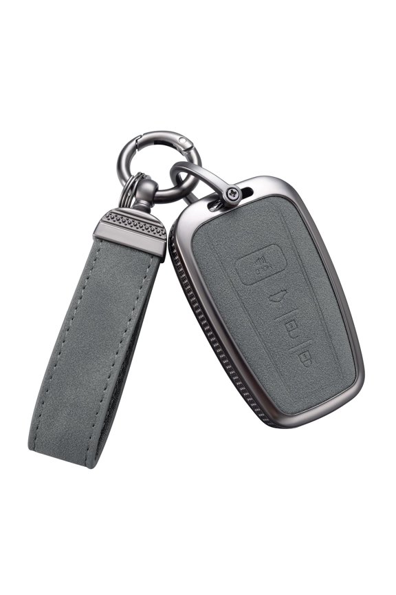 Compatible with Toyota Key Fob Cover with Keychain Leather Key Case Protector for 2018-2022 Camry RAV4 Highlander C-HR Prius Corolla Avalon GT86 Smart Key