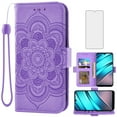 thumbnail image 1 of Compatible with Tracfone BLU View 4 B135DL Wallet Phone Case and Tempered Glass Screen Protector Flip Credit Card Holder Stand Mandala Flower Cell Cover for BLUE View 2 2023 View4 135DL Women Purple, 1 of 8