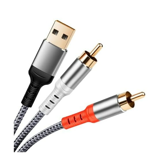 Compatible with USB to RCA Cable YJJSKEJIo Aux Adapter, 6.6FT USB to 2RCA Cable HiFi Stereo Y Splitter for USB A Laptop, Linux, Windows, Desktops, PS4, Amplifiers, Theater, Speaker