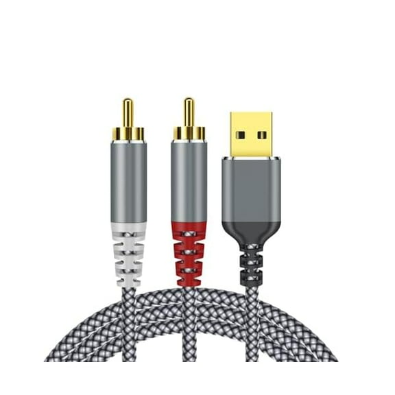 Compatible with USB to RCA YJJSKEJIo Cable, 4FT USB to 2RCA Male Stereo Y Splitter Adapter for USB A Laptop, Linux, Windows, Desktops, PS4 and Amplifiers, Home Theater, Speaker