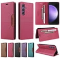 thumbnail image 1 of Compatible WIth Samsung Galaxy S22 Wallet Case,Magnetic Closure,Flip Folding Kickstand,With Card Slots,[RFID Blocking],With Shoulder Strap&Lanyard,PU Leather+TPU Shockproof Phone Case,Red, 1 of 9