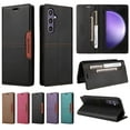 thumbnail image 1 of Compatible WIth Samsung Galaxy S22 Wallet Case,Magnetic Closure,Flip Folding Kickstand,With Card Slots,[RFID Blocking],With Shoulder Strap&Lanyard,PU Leather+TPU Shockproof Phone Case,Black, 1 of 9