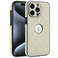 thumbnail image 1 of Compatible WIth iPhone 14 Pro Max Phone Case with Logo Window,Trendy Diamond-checkered Pattern PU Leather Soft TPU Ultra Slim Anti-fall Shockproof Protective Back Cover Phone Case,White, 1 of 7