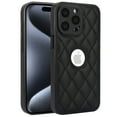 thumbnail image 1 of Compatible WIth iPhone 14 Pro Max Phone Case with Logo Window,Trendy Diamond-checkered Pattern PU Leather Soft TPU Ultra Slim Anti-fall Shockproof Protective Back Cover Phone Case,Black, 1 of 7