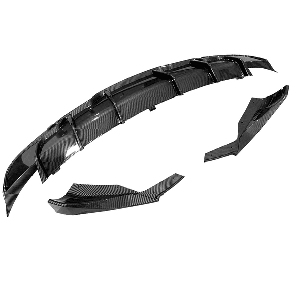 Compatible With 17-23 Tesla Model 3 Rear Bumper Lip Diffuser Aprons 3PC Carbon Fiber Print