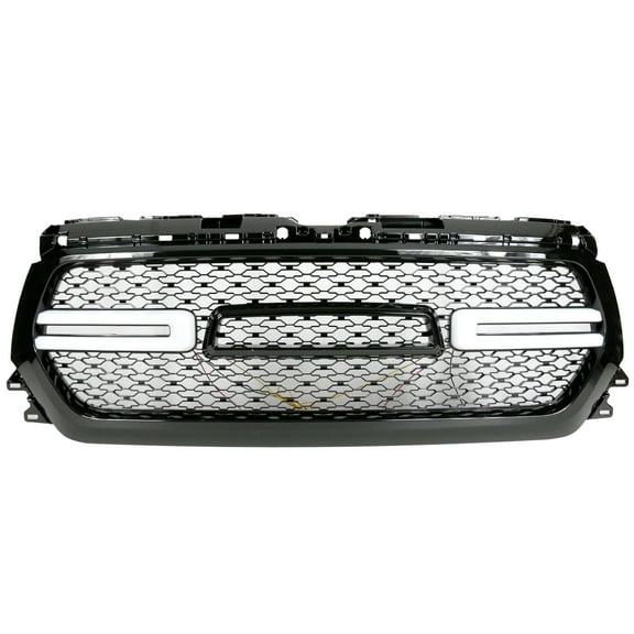 Ikon Motorsports Grille Compatible with 2019-2024 Dodge Ram 1500 LED DRL Front Bumper Hood Grill W/ Switchback Turn Signal - Gloss Black