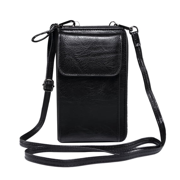 Compatible With 5.5/6.9/7.2 Inch Crossbody PU Leather Wallet Phone Purse, Anti Theft and RFID Blocking, Small Elegant Design for Travel, Black
