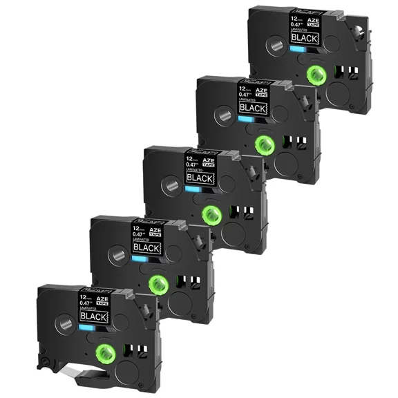 Compatible With Brother 5Pk Tze335 Tz335 White On Black Label Tape 1/2" 0.47"