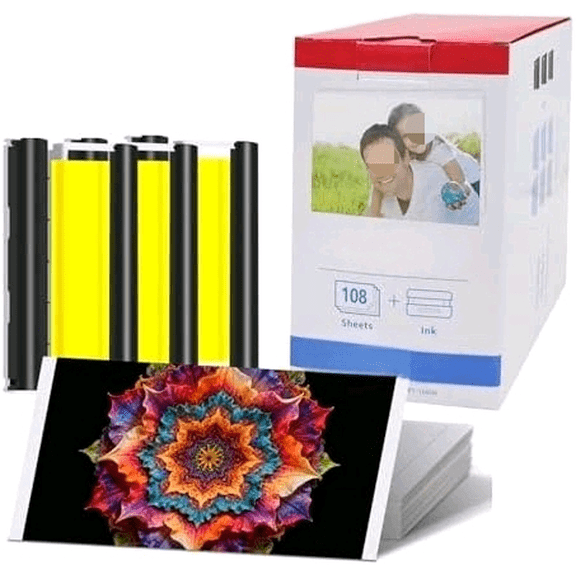 Compatible With Canon Selphy CP1500/CP1300/CP1200 KP-108IN - 108 Sheets 4x6 Inch Glossy Photo Paper, Waterproof, Fingerprint-resistant$$Office