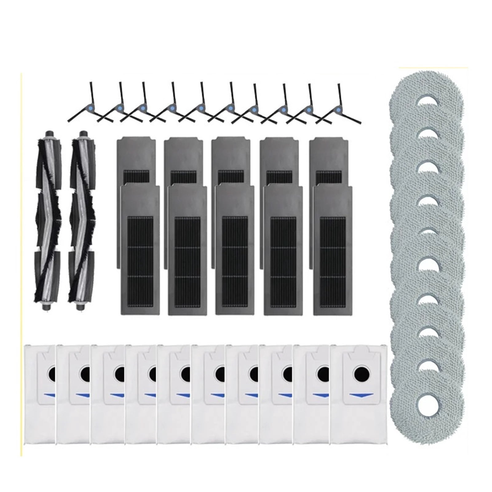 18pcs Replacement Parts Kit For Ecovacs Deebot X2 / X2 Omni / X2 Pro / DEX86 Robot Vacuum - Main Brushes, Filters, Side Brushes, Mop Pads