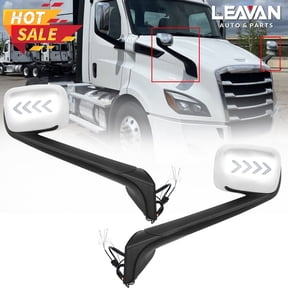 Leavan Chrome Hood Mirrors Assembly Fit for Freightliner Cascadia 2018-2024 | w/Heater, w/Turn Signal