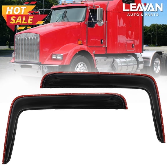 Leavan Black Rain Guard Deflectors Fit for Kenworth C500/W900/T800 1984-2008