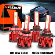 Fit Kenworth T370 T680/T880 Truck 13-22 9005/HB3 H11/H9/H8 LED Headlight Bulbs Combo 8000LM 6000K White 4PCS