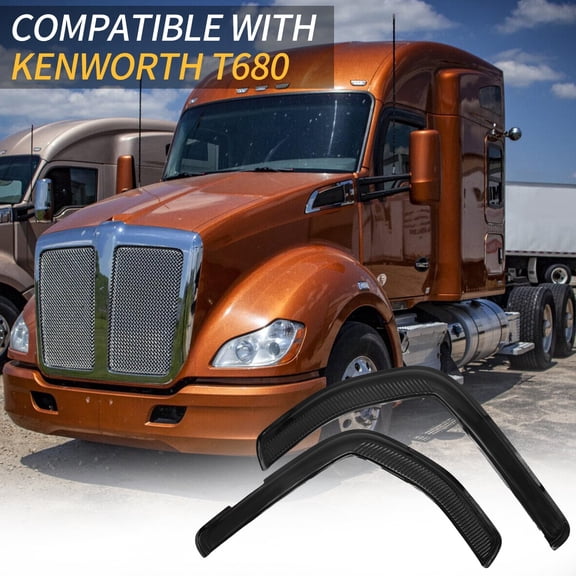 Leavan Black Rain Guard Deflectors Fit for Kenworth T680 2012-2018