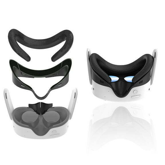 3-in-1 Face Interface Bracket Compatible With Meta Quest 3S with PU Foam Cushion & Silicone Nose Pad Set for VR Headset Accessories-Black